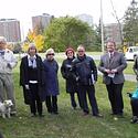 The Poets' Pathway group convenes to unveil a plaque at Coronation Park in Ottawa, 2014.