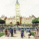 Artist's concept of the view of Parliament from the Grand Metcalfe Boulevard.