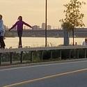 People enjoy the waterfront along rue Jacques Cartier in Pointe-Gatineau.