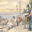 Col. John By supervising the building of the canal locks at the Ottawa River.