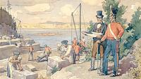 Col. John By supervising the building of the canal locks at the Ottawa River.