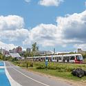 Looking east along the Lebreton Flats recreational pathway towards Pimisi Station.