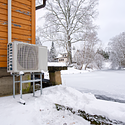 A cold-climate heat pump in use for the winter heating season. 
