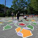Community street painting at Ancaster & Flower, in the Woodpark neighbourhood.